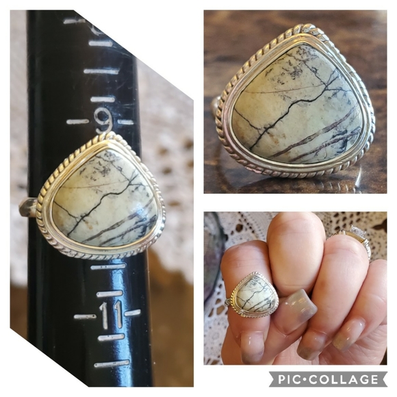 Genuine White Buffalo Turquoise Ring 10 - Picture 7 of 7
